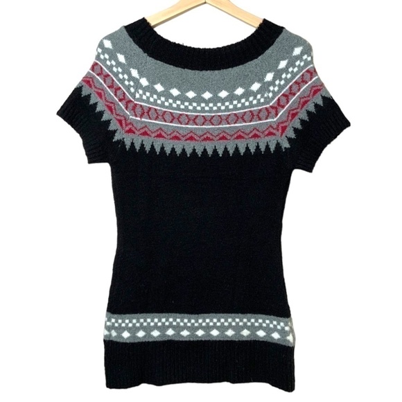 QED LONDON Viscose Mohair Short Sleeve Fair Isle Sweater - Size S - Picture 4 of 9